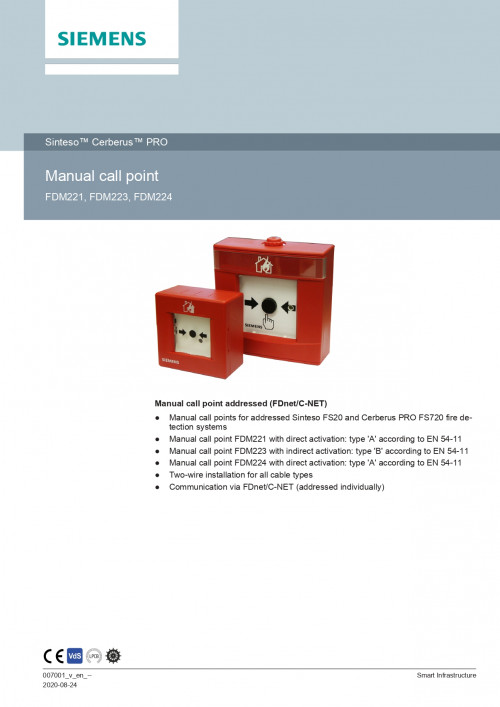 Siemens Manual Call Point With Indirect Activation Model Fdm