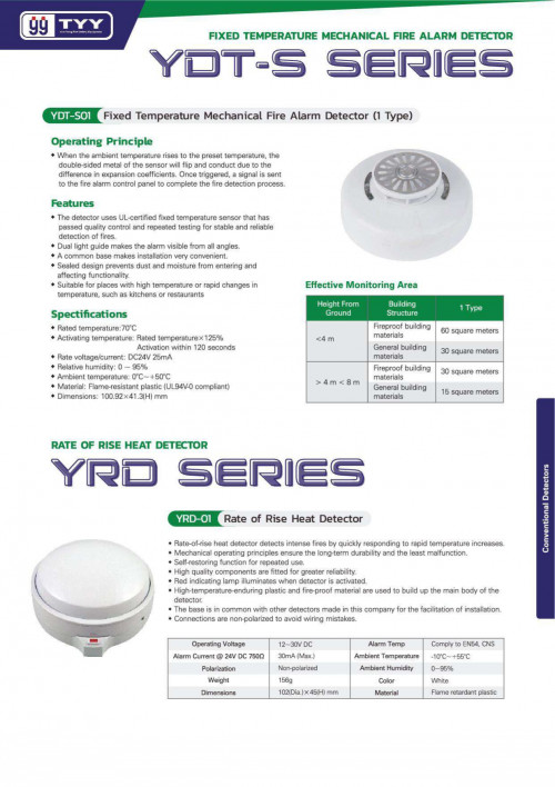 Tyy Yrd Rate Of Rise Heat Detector With Base