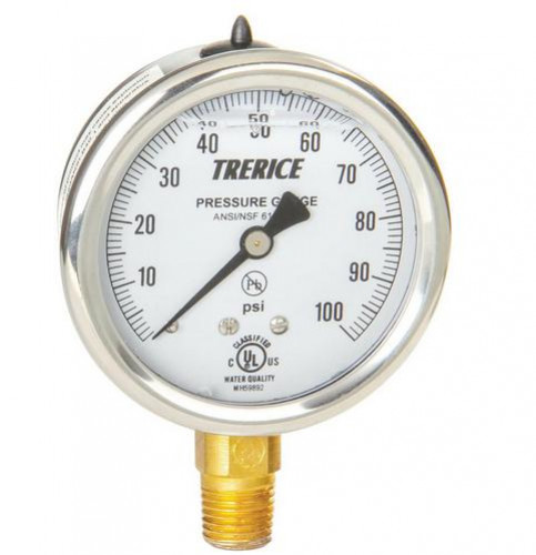 TRERICE Pressure Gauge Liquid Gauge 4 30 0 300 Psi Model D82