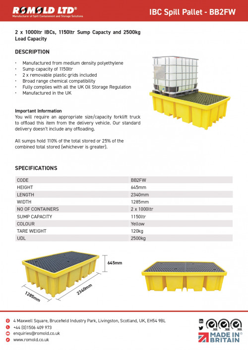 Romold Bb Fwd Double Ibc Bund Pallet Ibc With Four