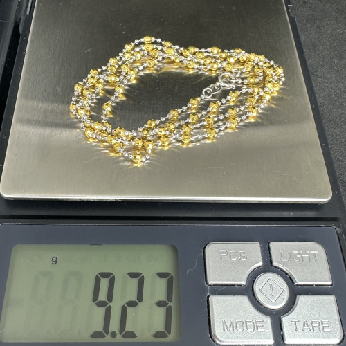 สร้อยคอ อิตาลี750 ทอง18K ลายเม็ดกลมไข่ปลา ตัดลาย 2 กษัตริย์ รอบเส้น ความยาว 26 นิ้ว สวมหัวได้ นน. 9. 8