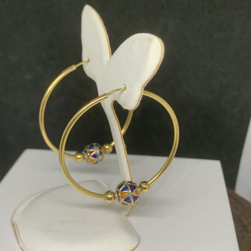 ต่างหู ห่วง ทองลงยา ทอง18K หลุดจำนำ งานสวย น่าสะสม นน. 7.00 g 2