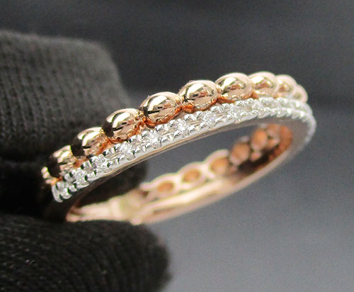 แหวน เพชรแถว Jubilee เพชร 19 เม็ด 0.10 กะรัต Pink gold ทอง18K งานสวยมาก นน. 3.01 g