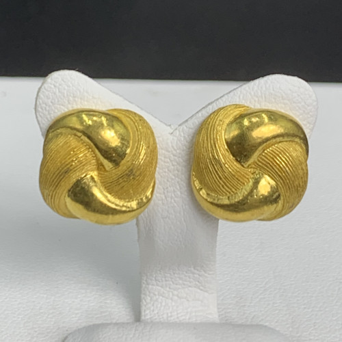 ต่างหู Prima Gold ทอง24K ลายตะกร้อสาน แป็นทอง18K นน. 10.13 g 2