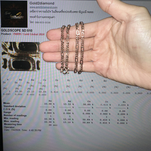 สร้อยคอ นาก40 ลาย3ต่อ1 รอบเส้น ความยาว 20 นิ้ว นน. 15.44 g 4