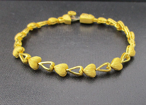 สร้อยข้อมือ Prima Gold ทอง24K + ทอง14K ลายหัวใจ รอบเส้น งานสวยมาก นน. 15.96 g