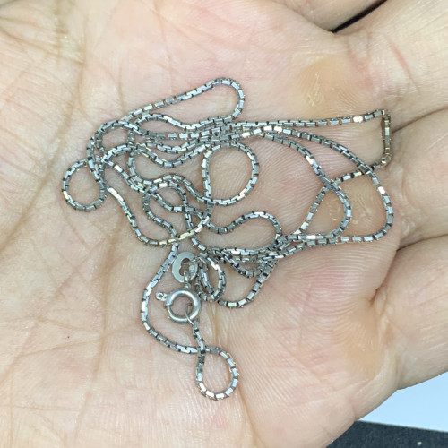 สร้อยคอ Italy375 ทอง9Kขาว ลายโซ่กลม ยาว 23 นิ้ว สวมหัวได้ นน. 4.79 g 2