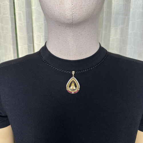 พระหลวงพ่อเกษร วัดท่าพระ เนื้อกะไหล่ทอง ฝังเพชร 25 เม็ด 0.65 กะรัต นน.11.27 g 5