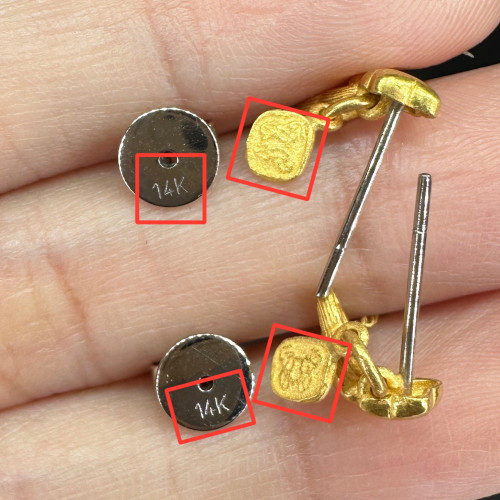 ต่างหู Gold Master ทอง24K ลายดาว ตุ้งติ้ง แป้นทอง14K นน. 4.19 g 6