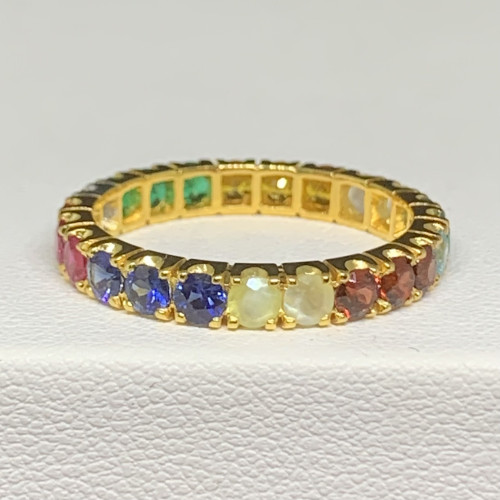 แหวน นพเก้า รอบวง ฝังเพชร 1 เม็ด 0.12 กะรัต ทอง90 ขนาด 60 นน. 4.06 g