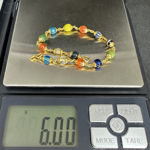 สร้อยข้อมือ หินทวารวดี 5.5 มิล รอบเส้น ทอง90 ความยาว 18 ซม. นน. 6.00 g 8