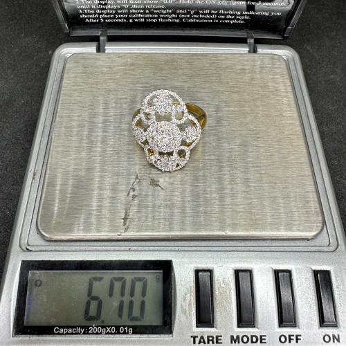 แหวน เพชรกระจุก หน้าโล่ห์ เพชร 147 เม็ด 1.25 กะรัต ทอง90 งานดีไซน์สวย นน. 6.70 g 8