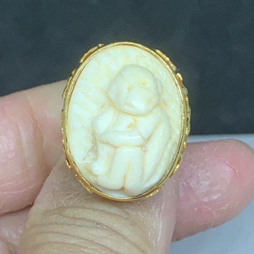 แหวน ลิง งานแกะสลัก ทอง90 ขนาด 57 นน. 9.77 g