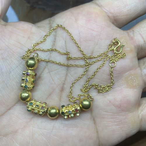 สร้อยคอ ปะวะหล่ำ เพชรซีก ทอง90 ความยาว 15 - 16 นิ้ว นน. 8.42 g 2