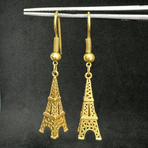 ต่างหู หอไอเฟล ฉลุลาย ตุ้งติ้ง ทอง18K นน. 5.60 g