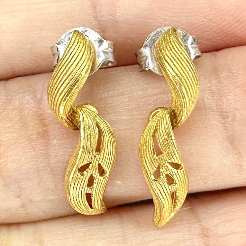 ต่างหู Prima Gold ทอง24K ลายเกลียว ตุ้งติ้ง แป้นทอง14K นน. 3.57 g