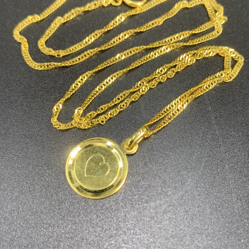 สร้อยคอ อิตาลี750 ทอง18K + จี้ วงกลม ลายหัวใจ ทอง18K ความยาว 16.5 นิ้ว นน. 2.80 g