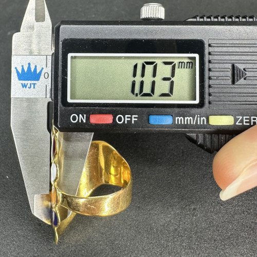 แหวน ทองลงยา ลายคลื่น ทอง75-90% ขนาด 57 งานสวย น่าสะสม นน. 7.30 g 9