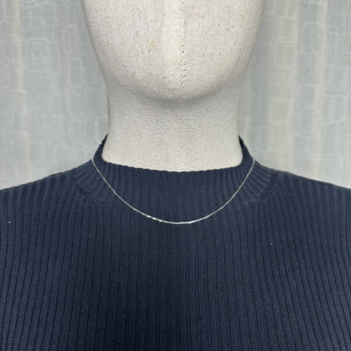 สร้อยคอ อิตาลี750 ทอง18Kขาว ลายโซ่เหลี่ยม รอบเส้น ความยาว 16 นิ้ว นน. 3.27 g 5