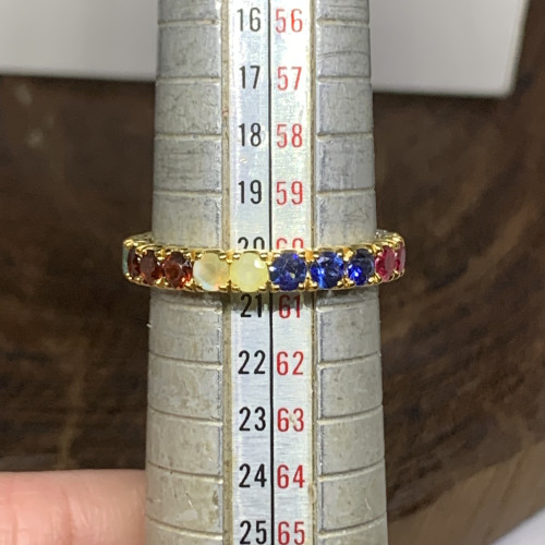 แหวน นพเก้า รอบวง ฝังเพชร 1 เม็ด 0.12 กะรัต ทอง90 ขนาด 60 นน. 4.06 g 5