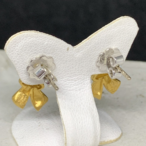 ต่างหู Prima Gold ทอง24K ลายริบบิ้น แป้นทอง14K นน. 6.21 g 3