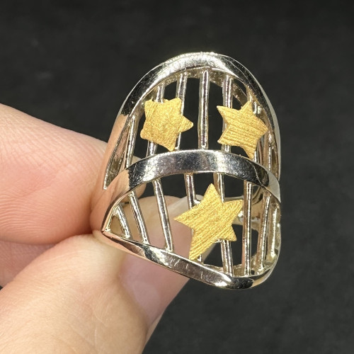 แหวน Gold Master ทอง24K + ทอง14K ลายตาราง คั่นดาว 2 กษตัริย์ งานสวยมาก นน. 6.18 g