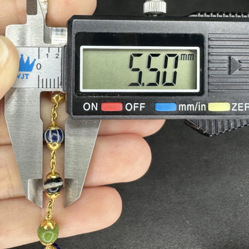 สร้อยข้อมือ หินทวารวดี 5.5 มิล รอบเส้น ทอง90 ความยาว 18 ซม. นน. 6.00 g 7