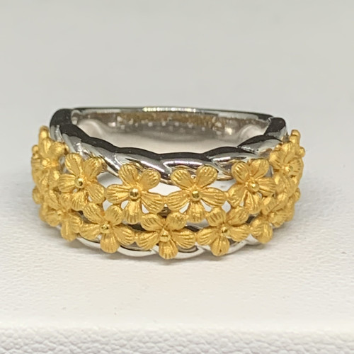 แหวน Prima Gold ทอง24K + ทอง14K ฉลุลาย ดอกไม้ ขนาด 51 นน. 8.39 g