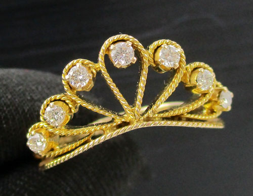 แหวน มงกุฎ ฝังเพชร 7 เม็ด 0.22 กะรัต ทอง18K งานสวยมาก นน. 3.72 g