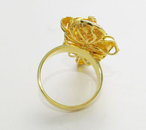 แหวน พวงองุ่น บุษราคัม เจียร ฝังพลอยขาว 9 เม็ด ทอง90 งานสวย น่ารักมาก นน. 10.20 g 2