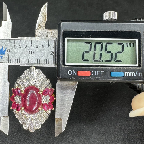 แหวน ทับทิม หลังเบี้ย ฝังทับทิม เจียร ล้อมเพชร 62 เม็ด 0.90 กะรัต ทอง90 ขนาด 55 นน. 11.78 g 8