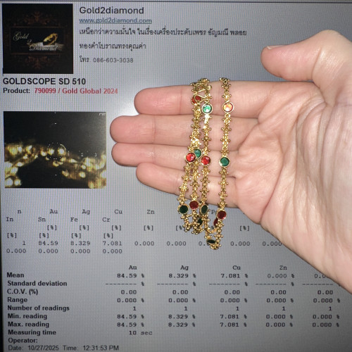 สร้อยคอ ทองลงยา 2 สี ทอง90 ความยาว 28 นิ้ว สวมหัวได้ นน. 19.57 g 8