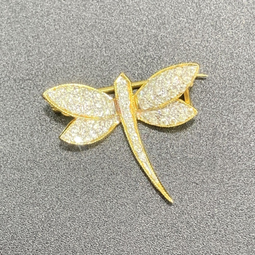 เข็มกลัด แมลงปอ ฝังเพชร 60 เม็ด 0.60 กะรัต ทอง18K นน. 3.96 g