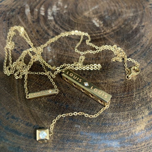 สร้อยคอ LOUIS อิตาลี750 ทอง18K + จี้ ฝังพลอยขาว ความยาว 32 นิ้ว สวมหัวได้ นน. 9.42 g