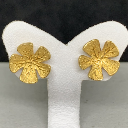 ต่างหู Prima Gold ทอง24K ลายดอกไม้ แป้นทอง14K นน. 4.57 g 2