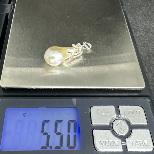 จี้ มุก South sea สีขาว 12.3 มิล ฝังเพชร 40 เม็ด 0.20 กะรัต ทองคำขาว18K นน. 5.50 g 8