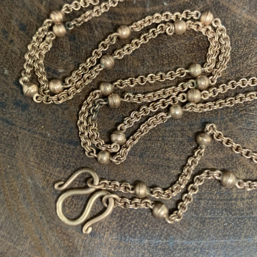 สร้อยคอ นาก40 ลายห่วงกลม คั่นเม็ดกลม รอบเส้น ความยาว 20 นิ้ว นน. 7.87 g