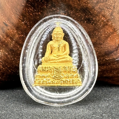 หลวงพ่อวัดไร่ขิง เนื้อทองคำ ลอยองค์ ทอง99.99 (นน. 3.48 g) เลี่ยมพลาสติก นน. 4.42 g