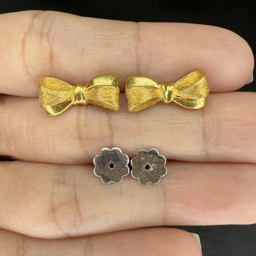 ต่างหู Prima Gold ทอง24K ลายโบว์ แป้นทอง14K นน. 5.52 g 4