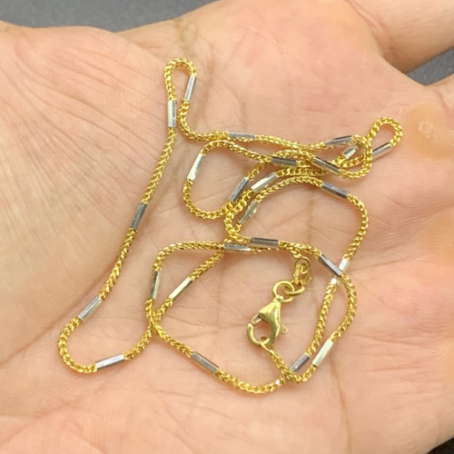 สร้อยคอ อิตาลี750 ทอง18K ลายสี่เสา คั่นแท่งเหลี่ยม 2 กษัตริย์ รอบเส้น ความยาว 18 นิ้ว นน. 6.08 g 2