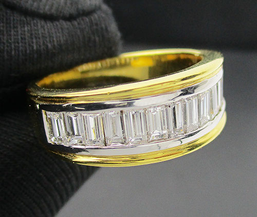 แหวน เพชรแถว เพชร Baguette 14 เม็ด  1.30  กะรัต ทอง18K งานสวยมาก นน. 8.74 g