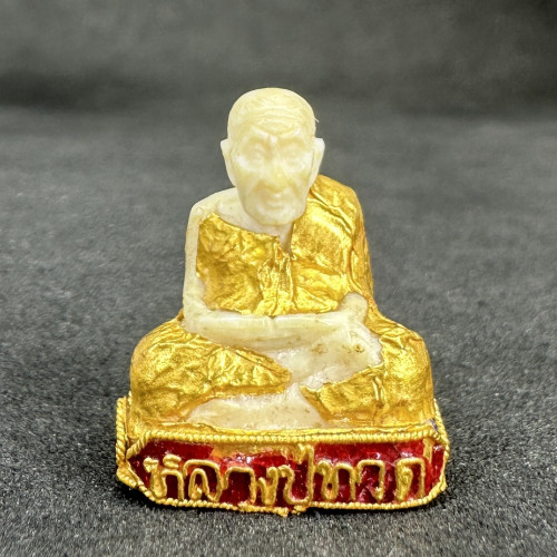 หลวงปู่ทวด งานแกะสลัก เกาะทองลงยา ทอง96.5% ลอยองค์ นน. 4.77 g
