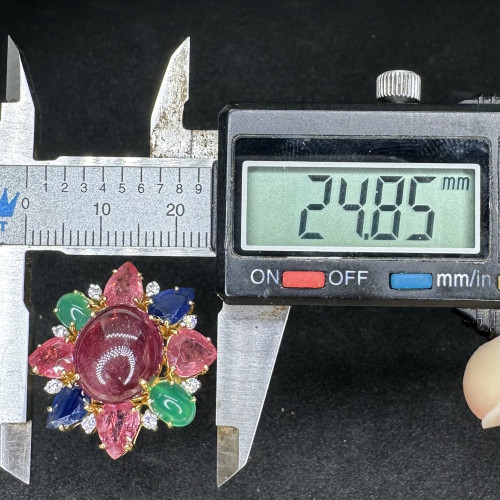 แหวน ทับทิม ไพลิน โมรา ฝังเพชร 8 เม็ด 0.16 กะรัต ทอง90 นน. 10.60 g 7