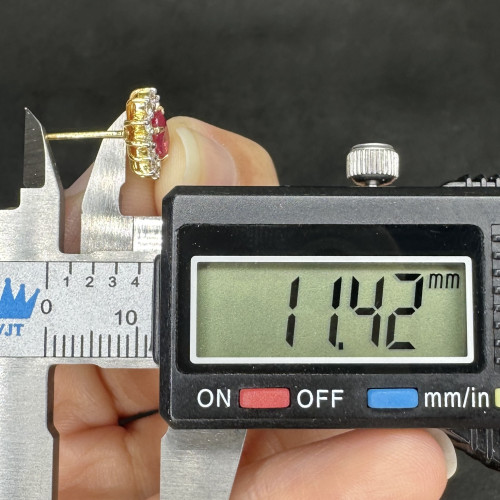 ต่างหู ทับทิม พม่า ล้อมเพชร 24 เม็ด 0.36 กะรัต ทอง18K นน. 3.24 g 8