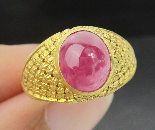 แหวน ทับทิม พม่า หลังเบี้ย ทอง90 งานเก่า แบบสวย นน. 5.01 g