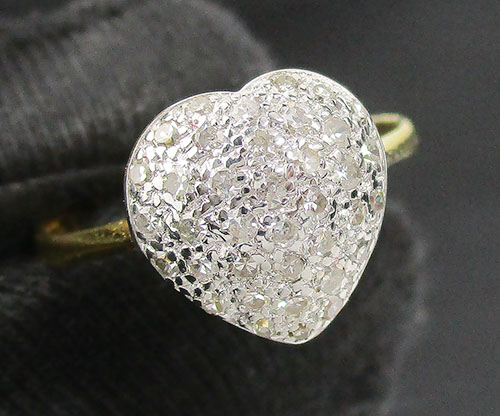 แหวน เพชร กระจุกหัวใจ เพชรกุหลาบ 37 เม็ด 0.37 กะรัต ทอง18K งานสวยมาก นน. 2.74 g