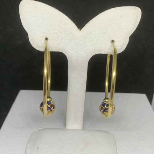 ต่างหู ห่วง ทองลงยา ทอง18K หลุดจำนำ งานสวย น่าสะสม นน. 7.00 g 1