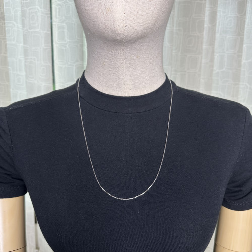 สร้อยคอ Italy375 ทอง9Kขาว ลายโซ่กลม ยาว 23 นิ้ว สวมหัวได้ นน. 4.79 g 4