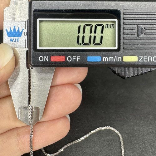 สร้อยคอ อิตาลี750 ทอง18Kขาว ลายโซ่เหลี่ยม รอบเส้น ความยาว 16 นิ้ว นน. 3.27 g 7