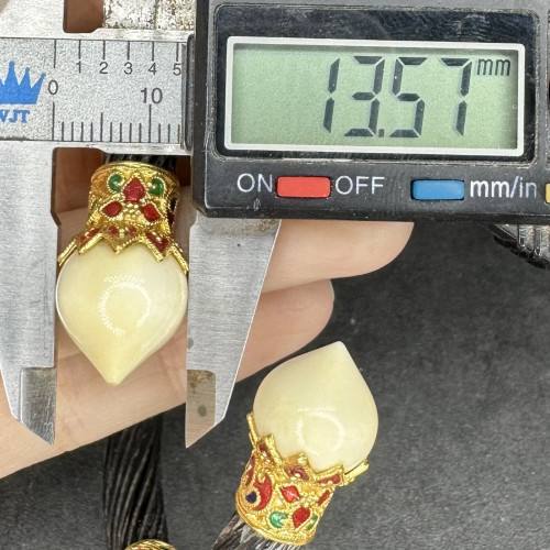 กำไล หัวบัว หางช้าง คั่นทองลงยา ทอง90 งานสวยมาก นน. 32.32 g 5